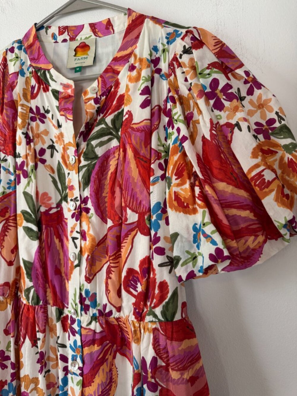 Farm Rio White Spring Bananas Mini Dress NO Belt - Picture 3 of 13